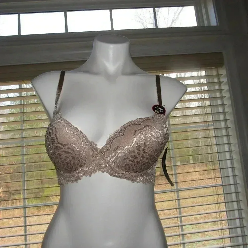 NWT Rene Rolfe Slight Push-Up Tan Lace Bra Sz 36B - Picture 2 of 7